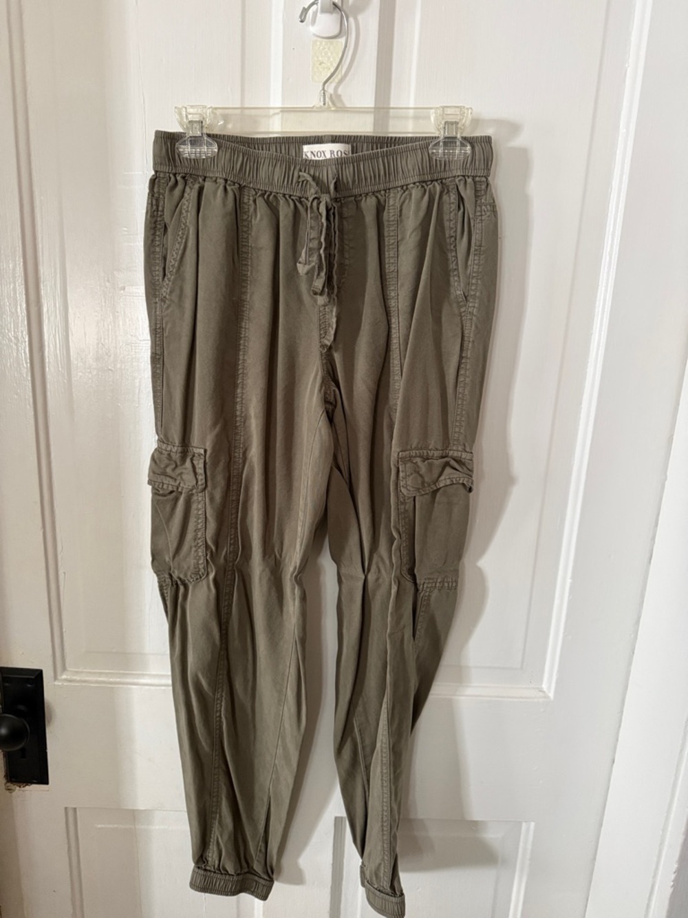 Knox Rose Olive Green Cargo Jogger Pants with Drawstring